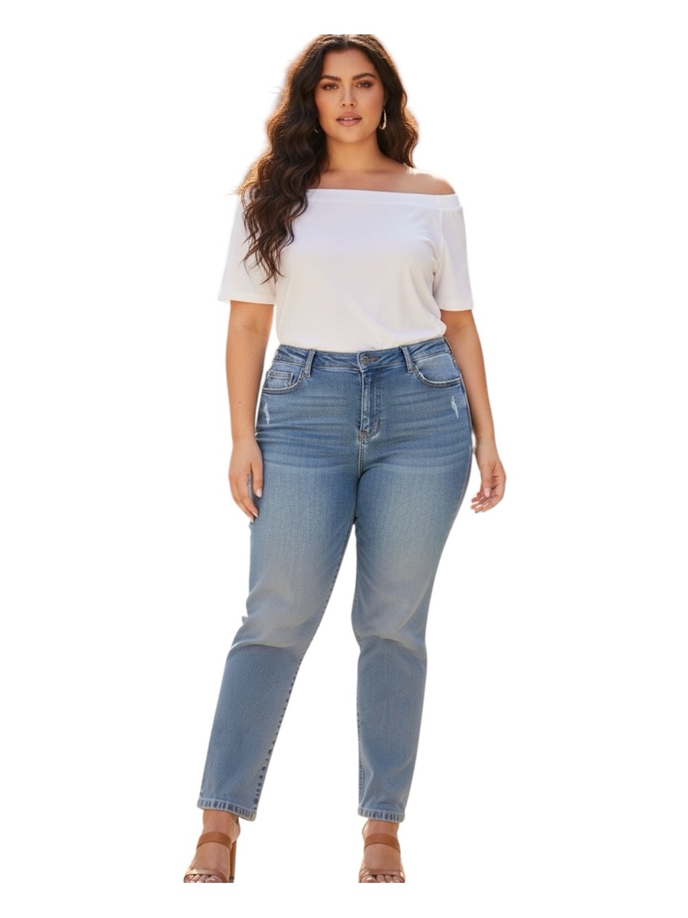 torrid Plus Size 26 R Light Blue Straight Leg Jeans Distressed Stretch